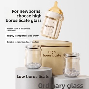 Biberon en verre pour nouveau-né, tétine excentrée imitation sein maternel, <span class=keywords><strong>anti</strong></span>-étouffement, 0-6 mois, spécial <span class=keywords><strong>anti</strong></span>-coliques, goulot de 60 mm - Product Image 3