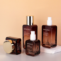 Ensemble de soins de la peau, pots en verre ambré carrés vides de 30 g à 120 ml, bouchon pompe pour lotion, emballage cosmétique vide pour crème et lotion