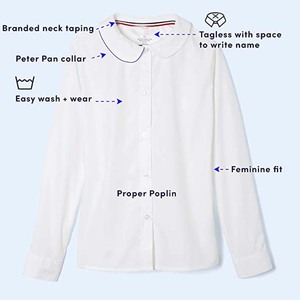 ชุดเครื่องแบบนักเรียนหญิงสีขาวแขนยาวเสื้อทอปกปีเตอร์แพน - Product Image 6