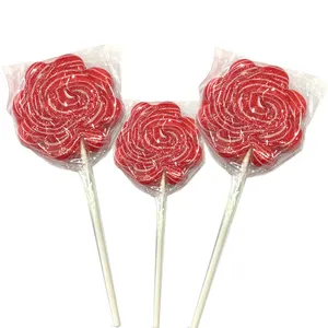 High Quality Flower Shape Striped Lollipop Hard Lollipop Sweet Lollipop For Valentine's Day