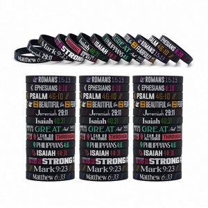 Bracelet biblique chrétien inspirant de haute qualité, bracelets en silicone pour hommes et femmes, Évangile de Jean, personnalisable - Product Image 1