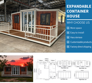 Maison préfabriquée extensible en conteneur de 40 pieds, 30 pieds, 20 pieds, en acier léger, pliable, préfabriquée, petite maison, villa, maison modulaire pliable - Product Image 2