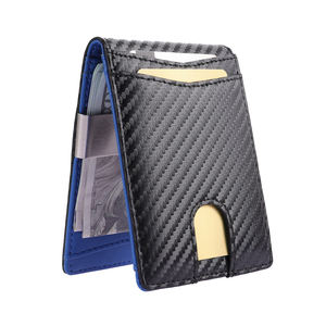 슬림 한 <span class=keywords><strong>rfid</strong></span> 차단 알루미늄 팝업 스마트 카드 홀더 지갑 남성 지갑 가죽 탄소 섬유 돈 클립 - Product Image 1
