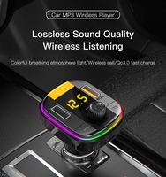 T832 Dernier modèle d'émetteur FM mains libres stéréo avec charge rapide QC3.0, chargeur de voiture et lecteur de musique MP3 pour voiture