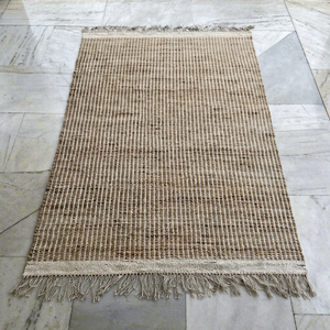 Factory Price Hot Selling Modern Design Hand Woven Lightweight Reversible Non-Slip Flat Pile Textured Jute Cotton Carpet <b>Rug</b> - Product Image 1