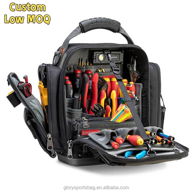 BSCI Factory Custom Reinforced Bottom Rubber Padded Backpack Support Electrician Plumber Contractors Tech Tool Backpack
