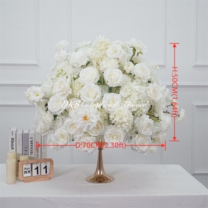 DKB Wedding Customized Artificial Real Touch Silk Roses White Large Flower Ball for Wedding Reception Table Decor - Product Image 2