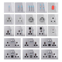 Interruptor de pared LangYeao gris con tecla de piano, de vidrio templado, con indicador LED, ignífugo, más de 10000 ciclos de encendido/apagado, placa de pared.