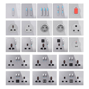 Prise murale LangYeao grise à touches de <span class=keywords><strong>piano</strong></span>, interrupteur en verre trempé à réinitialisation automatique, indicateur LED, ignifuge, durée de vie de la prise de plus de 10 000 branchements - Product Image 5