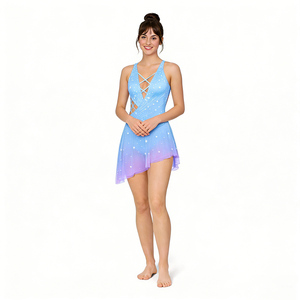 Elegante Vestido de Danza con Patrón de Estrellas, Sin Mangas, con Recortes Cruzados, Falda Asimétrica, Spandex/Poliéster para <span class=keywords><strong>Chicas</strong></span> Adultas - Product Image 5