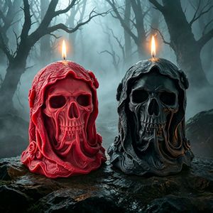 Vela Aromática con Diseño de Calavera del Grim Reaper para Halloween, con Capucha y Velo, Decoración Espeluznante para el Hogar, Regalo - Product Image 1