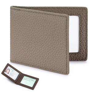 Porte-cartes d'identité en cuir à double pliage, double porte-cartes d'identité Portefeuille fin pour cartes et <span class=keywords><strong>permis</strong></span> - Product Image 2