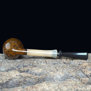 MUXIANG Briarwood Smoking Pipe Bent Shape With Horn Stem And Tulip Bowl Solid Wood 3mm Filter Men's Tobacco Pipe - Product Image 4