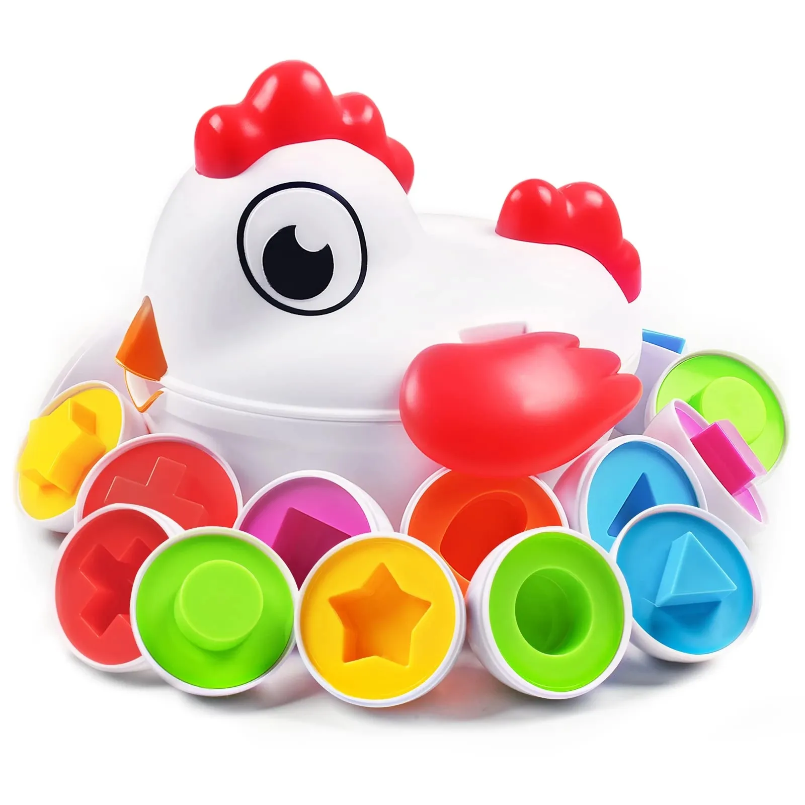 Baby Montessori Eggs Toddler Sensory Toys Educational Smart Easter Egg Games Shape Matching Sorters Chicken Toys for Children