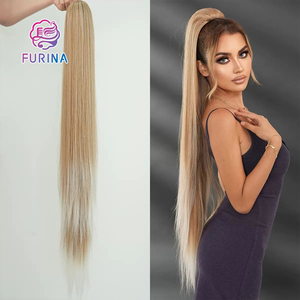 FURINA 2025 extension per capelli con <span class=keywords><strong>coda</strong></span> <span class=keywords><strong>di</strong></span> <span class=keywords><strong>cavallo</strong></span> marrone dritto sintetico Extra lungo resistente alla finitura opaca - Product Image 3