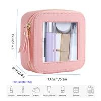 Étui cosmétique carré miniature avec logo personnalisé, fermeture éclair, pour femmes et filles, en PU transparent, petite trousse de maquillage portable, boîte de rangement cosmétique de voyage