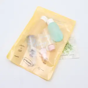 Custom free Shipping Clear Yellow Cosmetic Zip Lock Plastic Bag Poly Storage Packaging Bag for Jewelry Gift/Phone Case