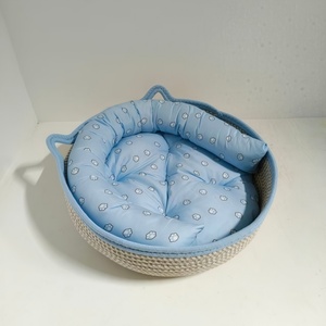 Panier rond en corde <span class=keywords><strong>de</strong></span> coton tissé avec tapis Décoration intérieure Panier en corde <span class=keywords><strong>de</strong></span> coton doux et sûr Utilisation toute saison - Product Image 2
