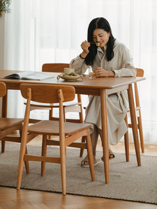 Chaise de salle à manger en bois massif avec dossier, style nordique japonais moderne et simple, pour la maison, le bureau, chaise en bois de cerisier - Product Image 3