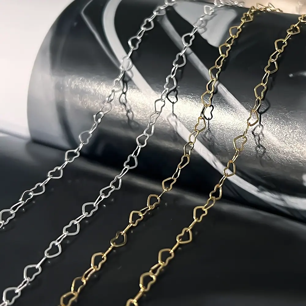 Excellente chaîne en forme de cœur remplie d'or 14 carats en vrac chaîne permanente de bijoux de fête des mères