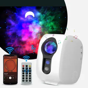 New blue star projector galaxy space aurora night light starry sky projector nebula moon lamp with control music speaker for kid