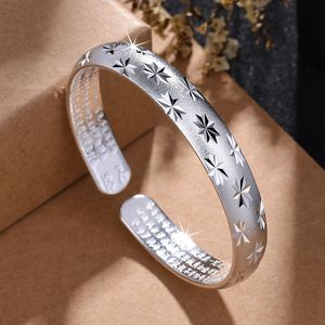 Brazalete de Aleación con Patrón Estrellado, Estilo Antiguo, <span class=keywords><strong>Sutra</strong></span> <span class=keywords><strong>del</strong></span> Corazón, Dama Noble, Vintage, Electrochapado, Abierto, Regalo para Mamá, Estilo Chino - Product Image 1