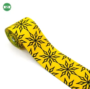 Fita elástica para roupas com estampa de flores amarelas, 2cm, 2,5cm, 3cm, 3,5cm, 4cm, 4,5cm, 5cm, totalmente personalizada com seu próprio design