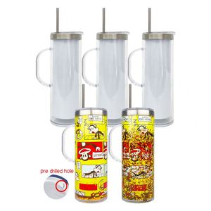 Vaso Térmico de Acero Inoxidable de Doble Pared de 20oz con Asa, Diseño de Bola de Nieve Preperforada para DIY, Ecológico, para Oficina - Product Image 2