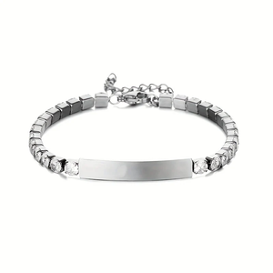 Brazaletes de pareja chapados en oro rosa de acero inoxidable a prueba de agua de alto grado patrón rectangular geometría Pulseras de Moda fina - Product Image 2