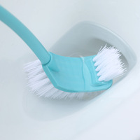Brosse de toilette à poils souples double face en plastique épais à long manche pour nettoyer les coins et les lacunes dans les salles de bain et les toilettes
