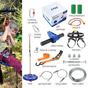 Kids DIY Zip Line Kit Quintal Aço Inoxidável Spring Brake Cable Tensionamento Full Hand Guard Safety Harness Sports Safety CE - Product Image 6