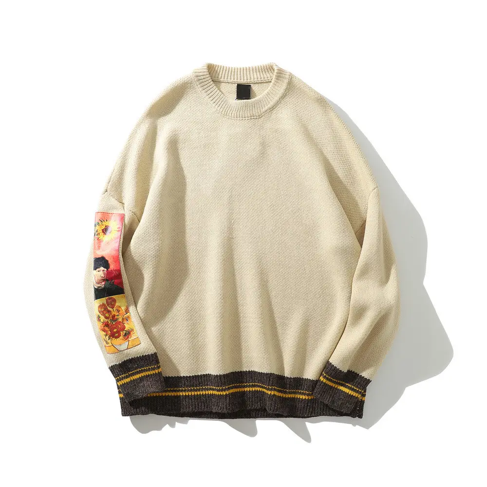 Crocheted Sweater for men hip hop style street wear fashion long sleeve Pullover men knitwear sweater autumn men's clothing