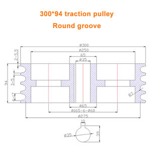 D300 * 94 v-belt katrol terkemuka Multi Groove dengan 4 alur tersertifikasi isostat untuk aplikasi menggambar kawat - Product Image 6