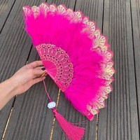 Éventail pliant à plumes blanches bon marché en gros YOPIN-2173 pour la décoration de mariage