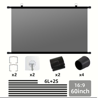 Écran de projection gris suspendu 84-120 pouces, 4K HD 1080P 3D pliable et léger avec barres supérieure et inférieure, OEM ODM