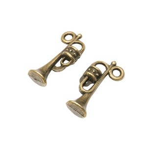 Ciondolo a tromba curva in lega di zinco, accessorio a forma di strumento musicale per braccialetti da banda musicale - Product Image 4
