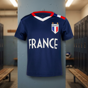 Camiseta de Fútbol de Francia para Niños, Cuello en V, Manga Corta, Transpirable, de Poliéster, Uniforme de Equipo para Todas las Temporadas - Product Image 2