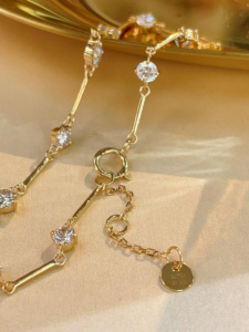Xinfly 18K <b>Solid</b> <b>Gold</b> Natural Diamond Bracelet Link Chain Bracelet Handmade Bracelet Women Daily Wear - Product Image 4