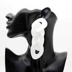 Europe and the United States Popular Accessories Simple Exaggeration Personality Two-color Marbleized Acrylic Earrings
