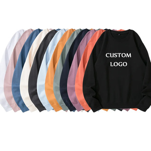 थोक पुरुषों 100% कपास काले crewneck sweatshirts कस्टम मुद्रण लोगो हैवीवेट पुरुषों रिक्त hoodies sweatshirts