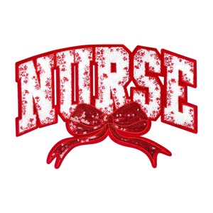 Manufacturer Custom Iron on Big Patch Nurse Sequin Bow MAMA <strong>Wifey</strong> Senior Chenille Embroidery Patch for Clothing <strong>Hoodie</strong> in USA - Product Image 4