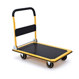 Carretilla de Plataforma de Acero Resistente, Capacidad Máxima de Carga 300 kg, Carro de Mano Industrial de Cuatro Ruedas, Plegable, OEM, Superficie Azul Antideslizante - Product Image 6