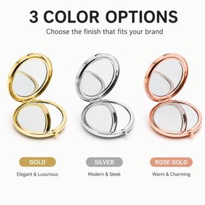 Espejo Compacto Redondo de Metal con Logotipo Personalizado, Doble Cara, Plegable, Herramienta de Maquillaje Cosmética de Bolsillo para Regalos Promocionales y de Marca - Product Image 3