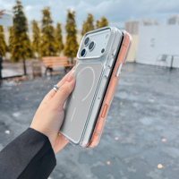 Coques de téléphone transparentes de couleur originale, protection antichoc de l'appareil photo, coque de téléphone magnétique en acrylique pour iPhone 15 16 17 ProMax/Air