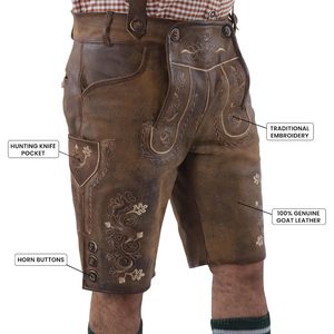 Boutique Lederhosen : Tenue traditionnelle bavaroise pour homme, 100% cuir, motif uni, tenue d'Oktoberfest, fabriquée en Allemagne - Product Image 5
