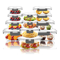 Lot de 12 récipients en verre pour aliments avec couvercles, hermétiques, pour la préparation des repas, pour le déjeuner, les organisateurs et le rangement de la cuisine et du garde-manger
