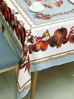 Nappe Rectangulaire Imprimée Numérique en PU, Imperméable et Anti-Taches, Motif Récolte d'Automne Citrouille Thanksgiving pour Table à Manger