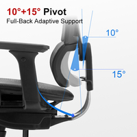Chaise de bureau ergonomique moderne en maille pour manager, inclinable, accoudoirs à commande filaire 4D, pivotante, vérin à gaz classe IV, verrouillage d'inclinaison, pour bureau à domicile, certifiée BIFMA