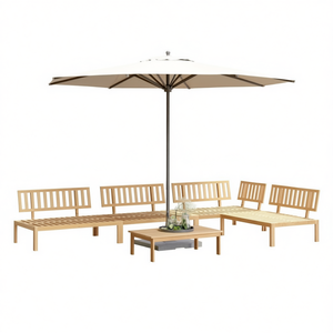 Conjunto de Sofás Modulares de Madera de Acacia Sólida para Jardín, Muebles de Exterior con Más de 10 Asientos, Diseño Contemporáneo - Product Image 1