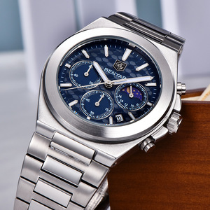 Reloj de Cuarzo para Hombre Benyar, Cronógrafo Analógico con Fase Lunar y Fecha, Correa de Acero Inoxidable, Resistente al Agua 30M, BY-5220M - Product Image 2